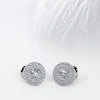 Round Cut Moissanite Double Halo Diamond Earrings in White Gold