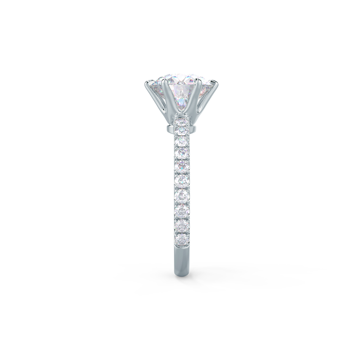 2.0CT Round Moissanite Solitaire Pave Setting Engagement Ring