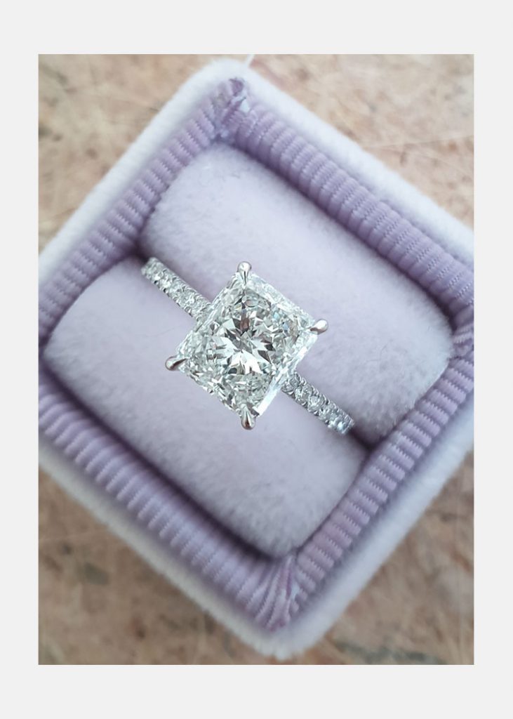 1.50ct Radiant Moissanite Hidden Halo Pave Setting Engagement Ring