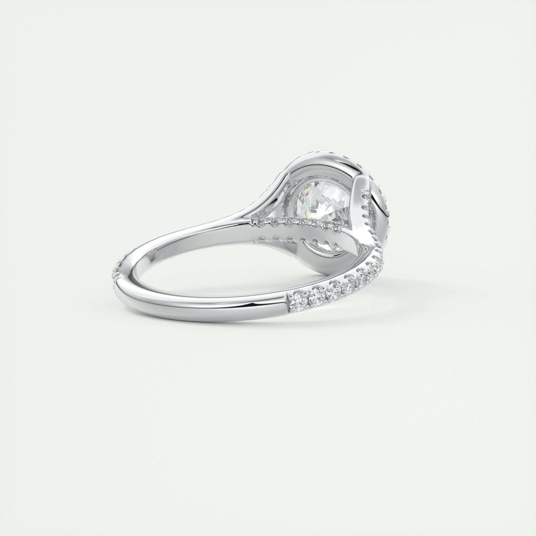 3.05 Ct Round Halo Cathedral Moissanite Diamond Engagement Ring