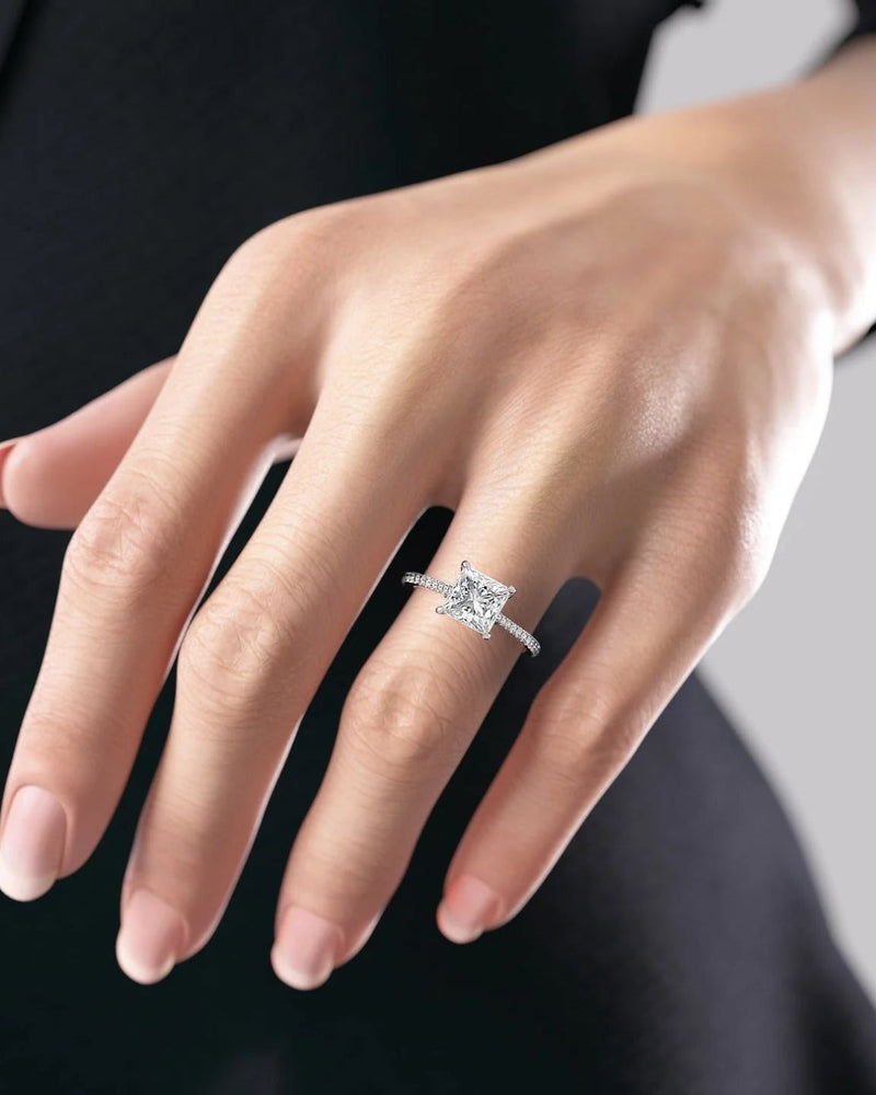 2.0 -4.0 CT Shape Princess Pave Engagement Ring