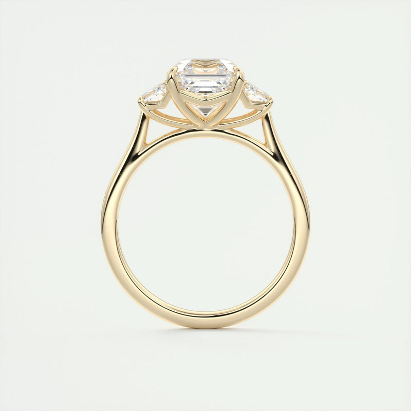 2.0 ct Asscher Three Stone Moissanite Diamond Engagement Ring