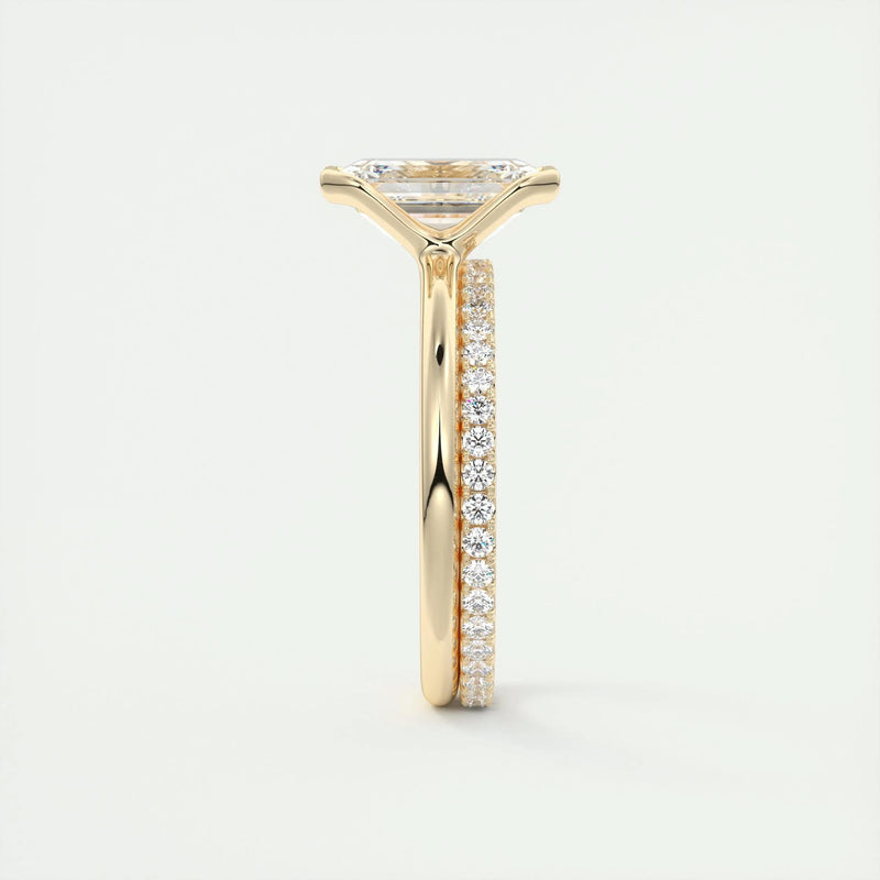 2.0 Ct Emerald East West Half Bezel Solitaire Moissanite Engagement Ring