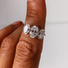 3.0CT Oval Moissanite 3 Stones Diamond Engagement Ring