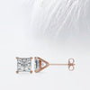 Princess Cut Moissanite Stud Diamond Earrings in 10K Gold