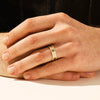 6.0mm Mid-Beveled & Matte Brushed Milgrain Men's Gold Wedding Band