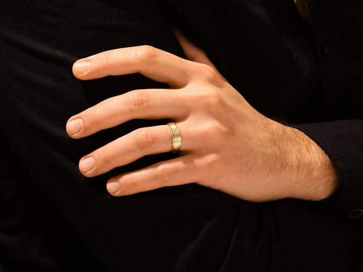 0.30CT Round Cut Ten-Stone Eternity Lab Grown Diamond Drop Brushed Men's Wedding Band