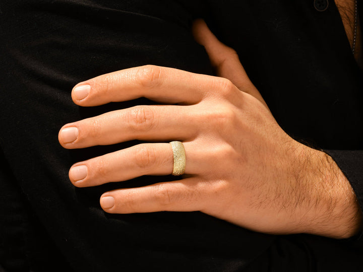 8mm Domed Stardust Men's Wedding Band