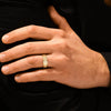 7.0mm Horizontal Thick Brushed & Double Grooved Men's Gold Wedding Band