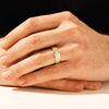 7.0mm Horizontal Thick Brushed & Double Grooved Men's Gold Wedding Band