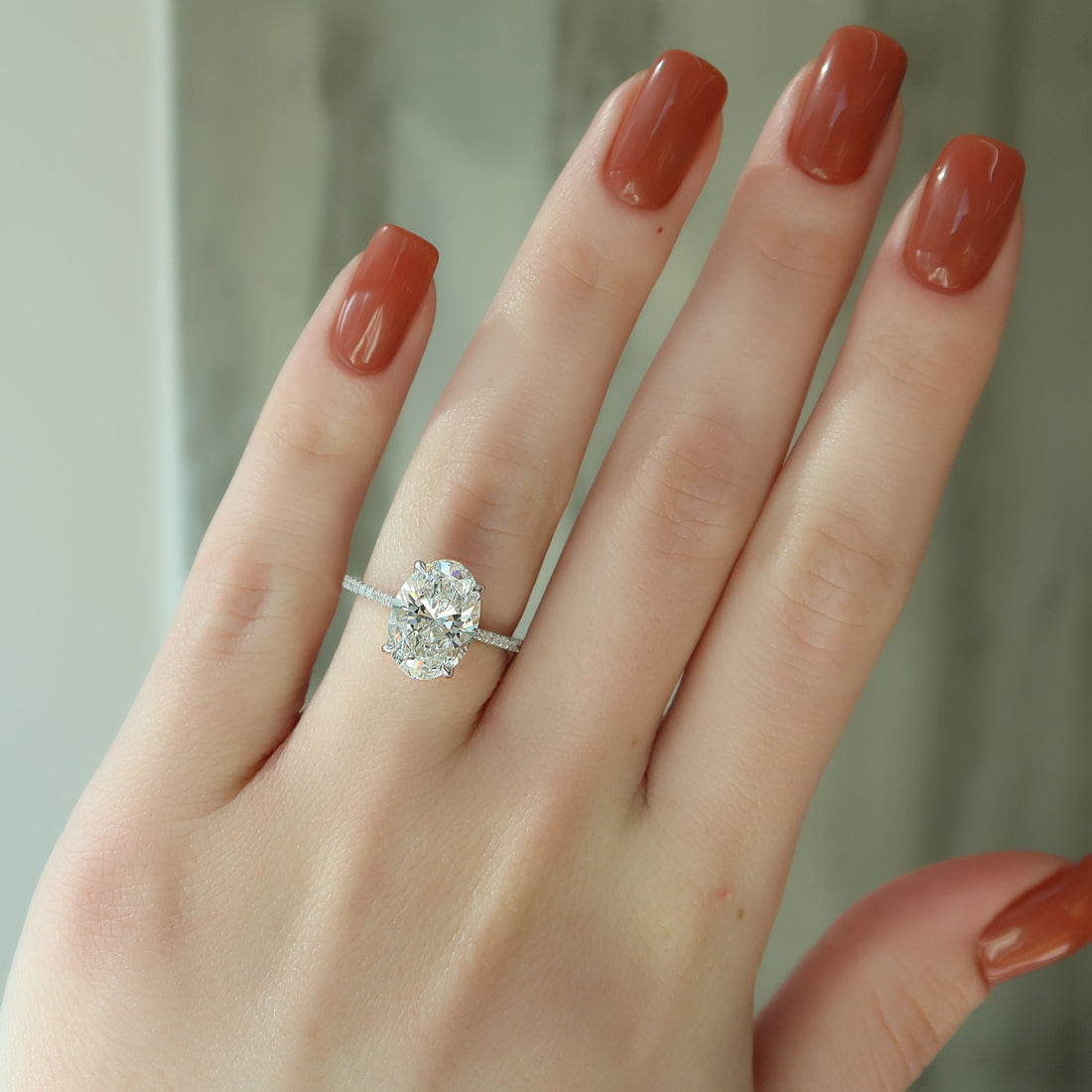 2.0 -4.0 CT Oval Cut CVD Diamond Pave Engagement Ring