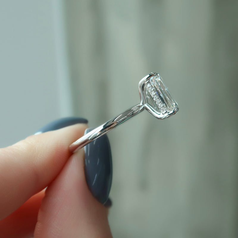 2.0 - 4.0 CT Emerald Cut CVD Diamond Hidden Halo Engagement Ring
