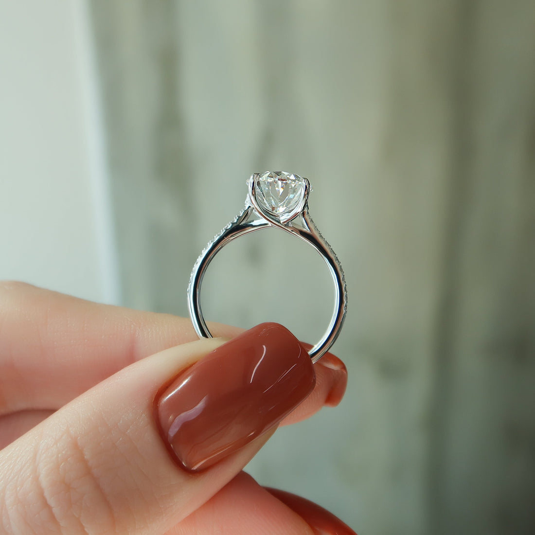 2.0 -4.0 CT Oval Cut CVD Diamond Pave Engagement Ring