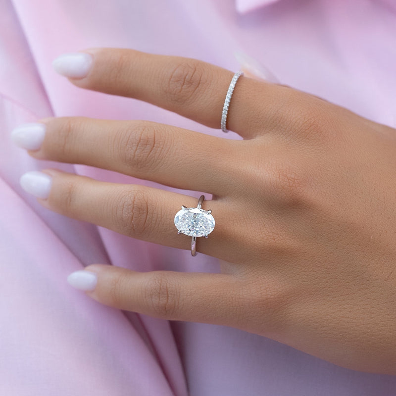 1.0 - 3.0 CT Oval Cut CVD Diamond Solitaire Engagement Ring