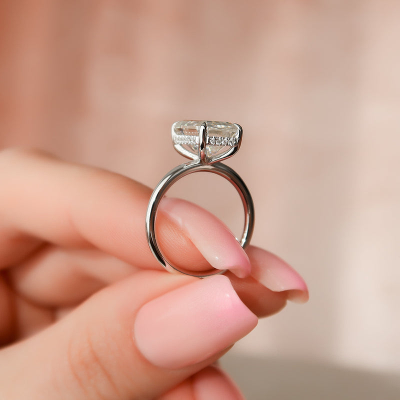 2.0 - 4.0 CT Emerald Cut CVD Diamond Hidden Halo Engagement Ring