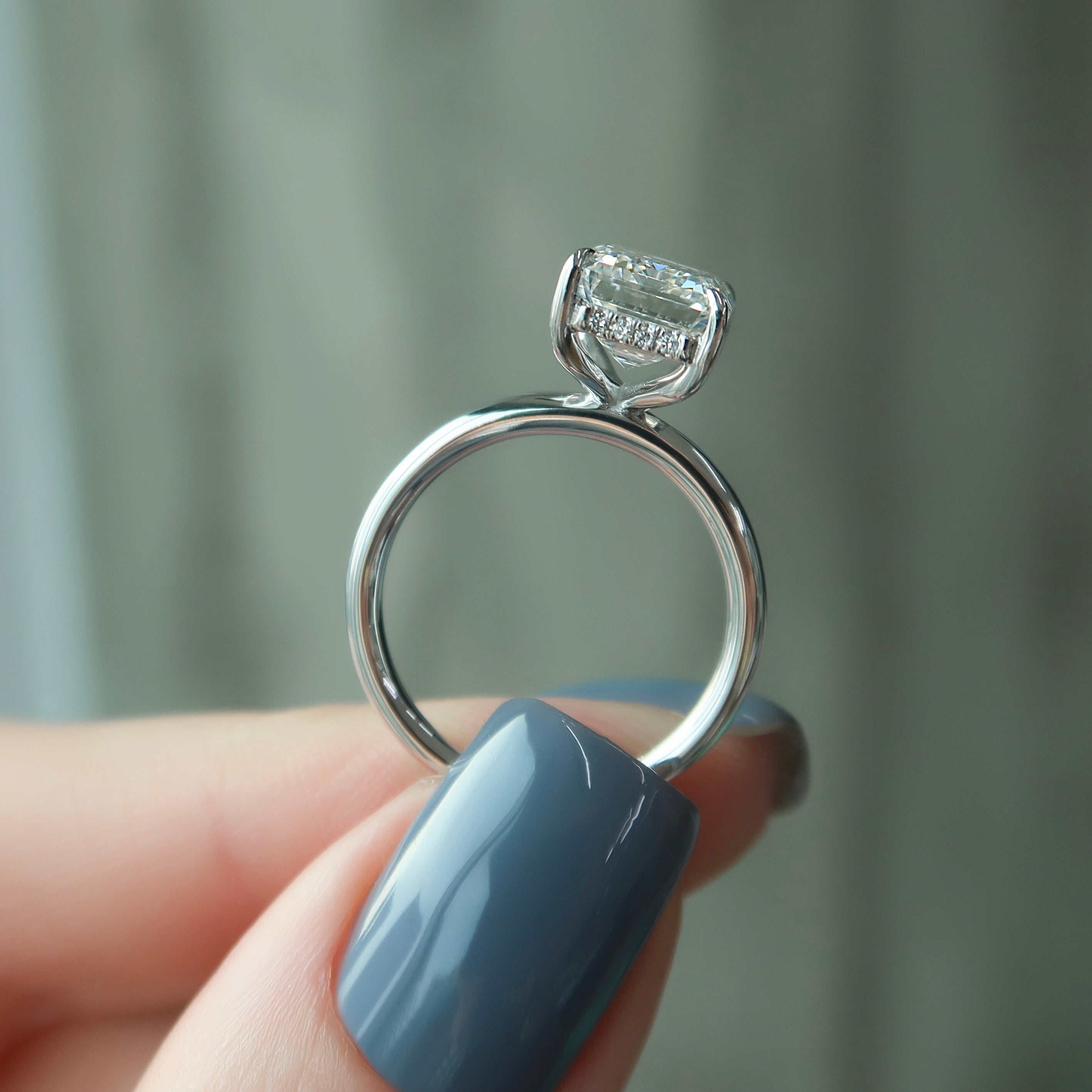 2.0 - 4.0 CT Emerald Cut CVD Diamond Hidden Halo Engagement Ring