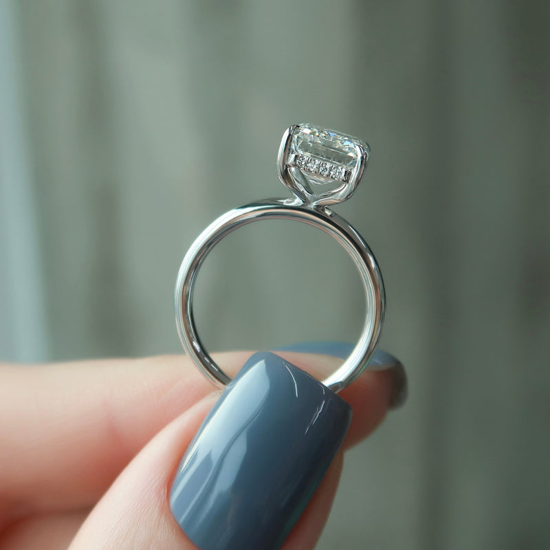 2.0 - 4.0 CT Emerald Cut CVD Diamond Hidden Halo Engagement Ring