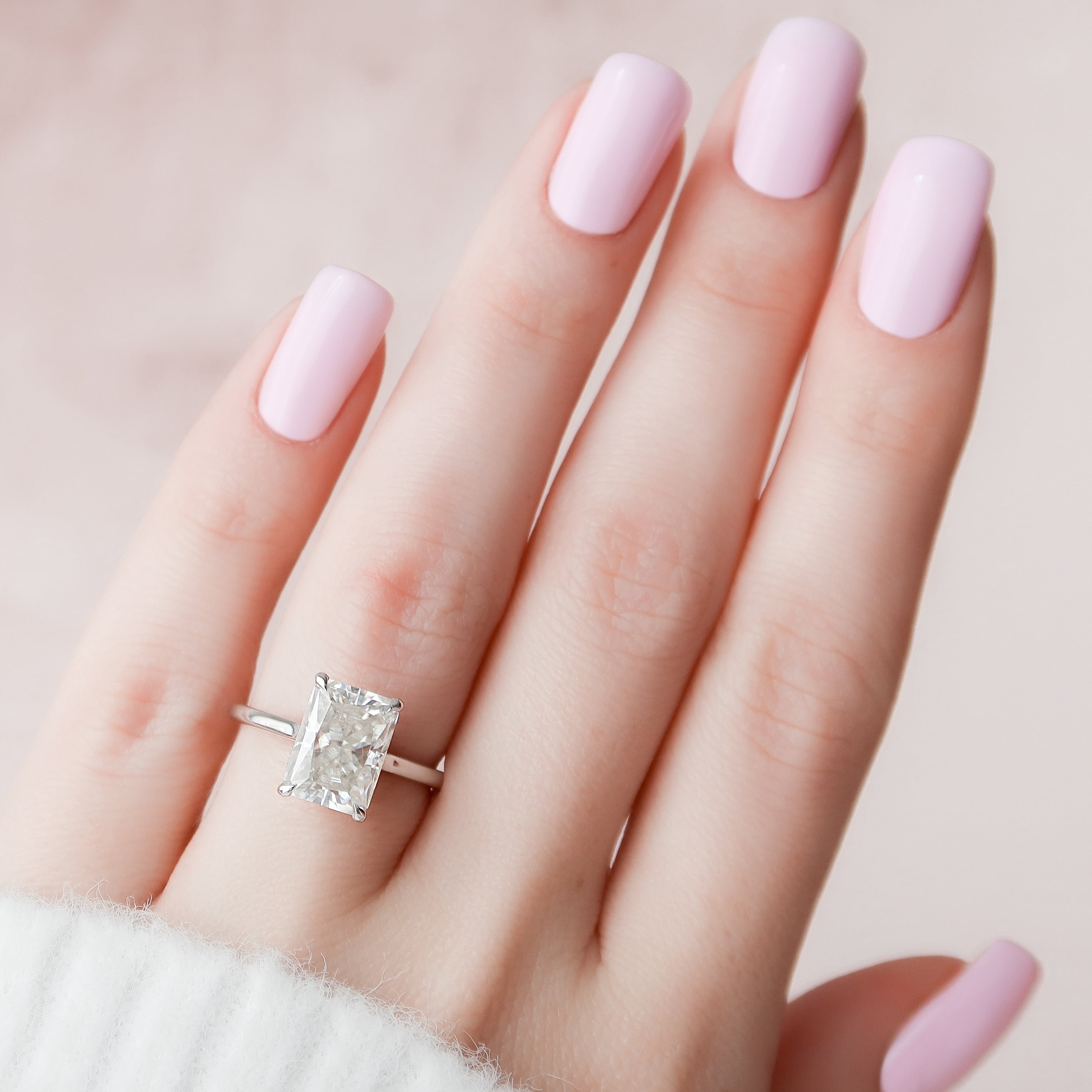 2.0 - 4.0  CT Radiant Cut CVD Diamond Hidden Halo Engagement Ring