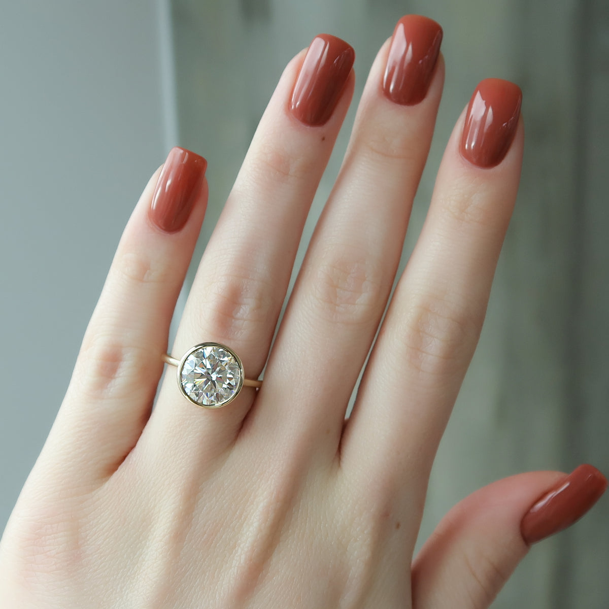 2.0 - 4.0 CT Round Cut CVD Diamond Hidden Halo Bezel Engagement Ring