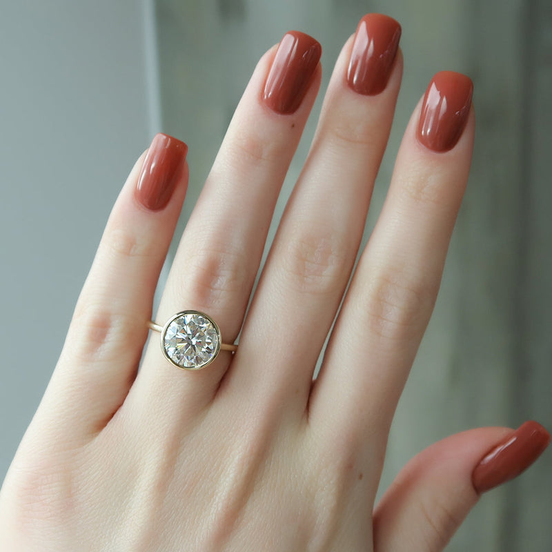 2.0 - 4.0 CT Round Cut CVD Diamond Hidden Halo Bezel Engagement Ring