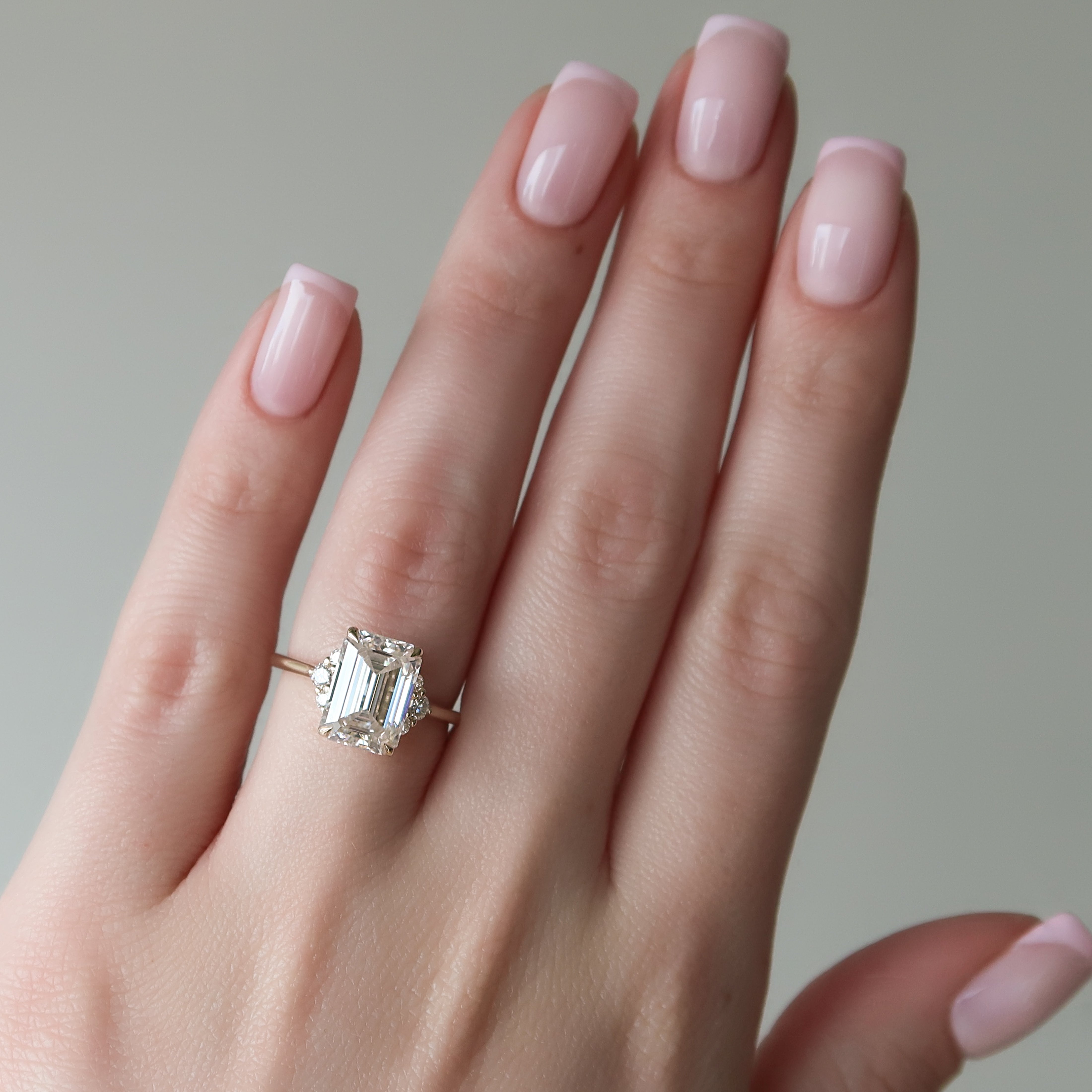 1.50 - 3.50 CT Emerald Cut CVD Diamond Cluster Engagement Ring