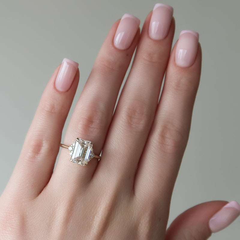 1.50 - 3.50 CT Emerald Cut CVD Diamond Cluster Engagement Ring