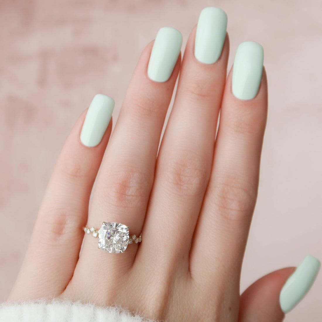 1.50 - 3.50 CT Cushion Cut CVD Diamond Cluster Engagement Ring
