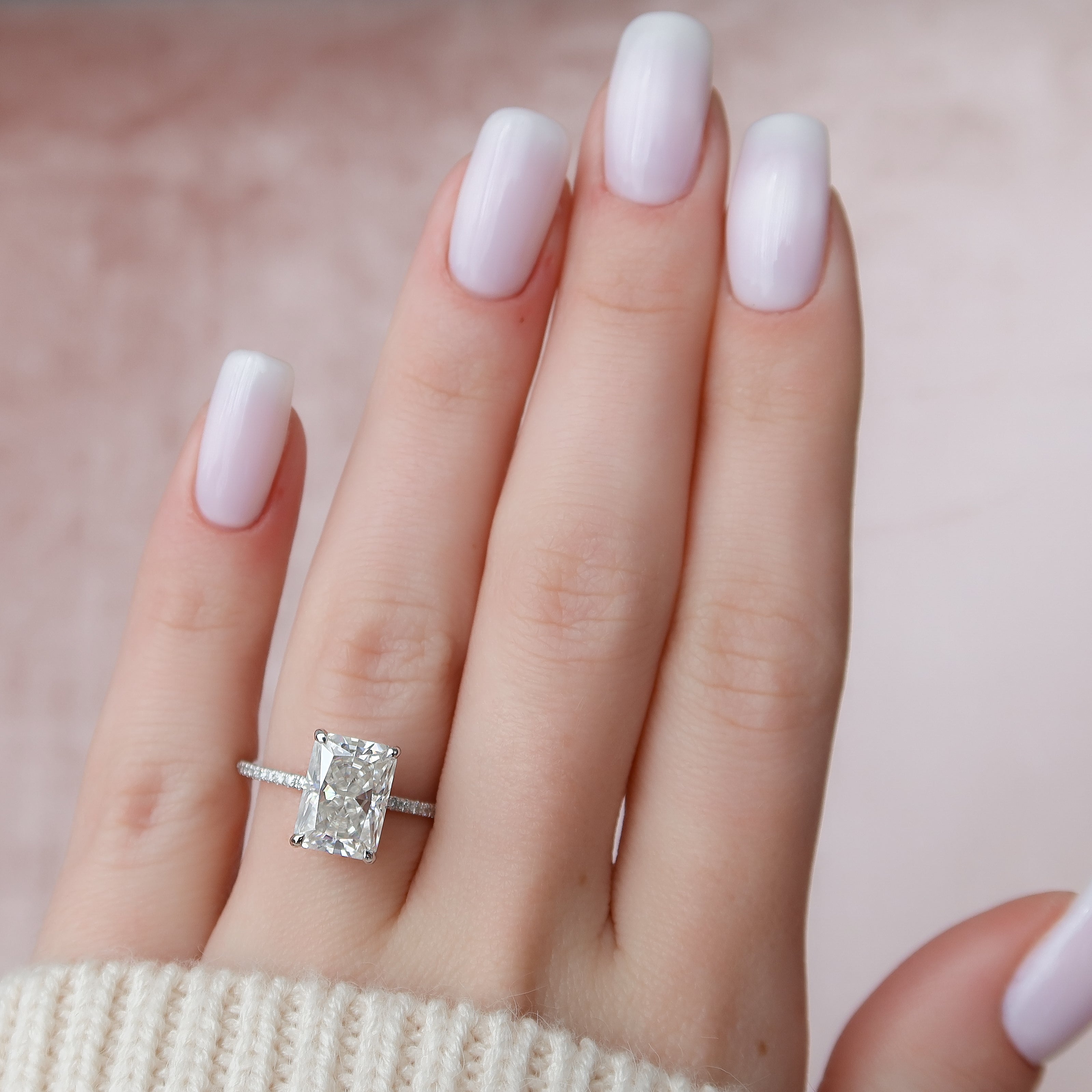 2.0 - 4.0  CT Radiant Cut CVD Diamond Hidden Halo & Pave Engagement Ring