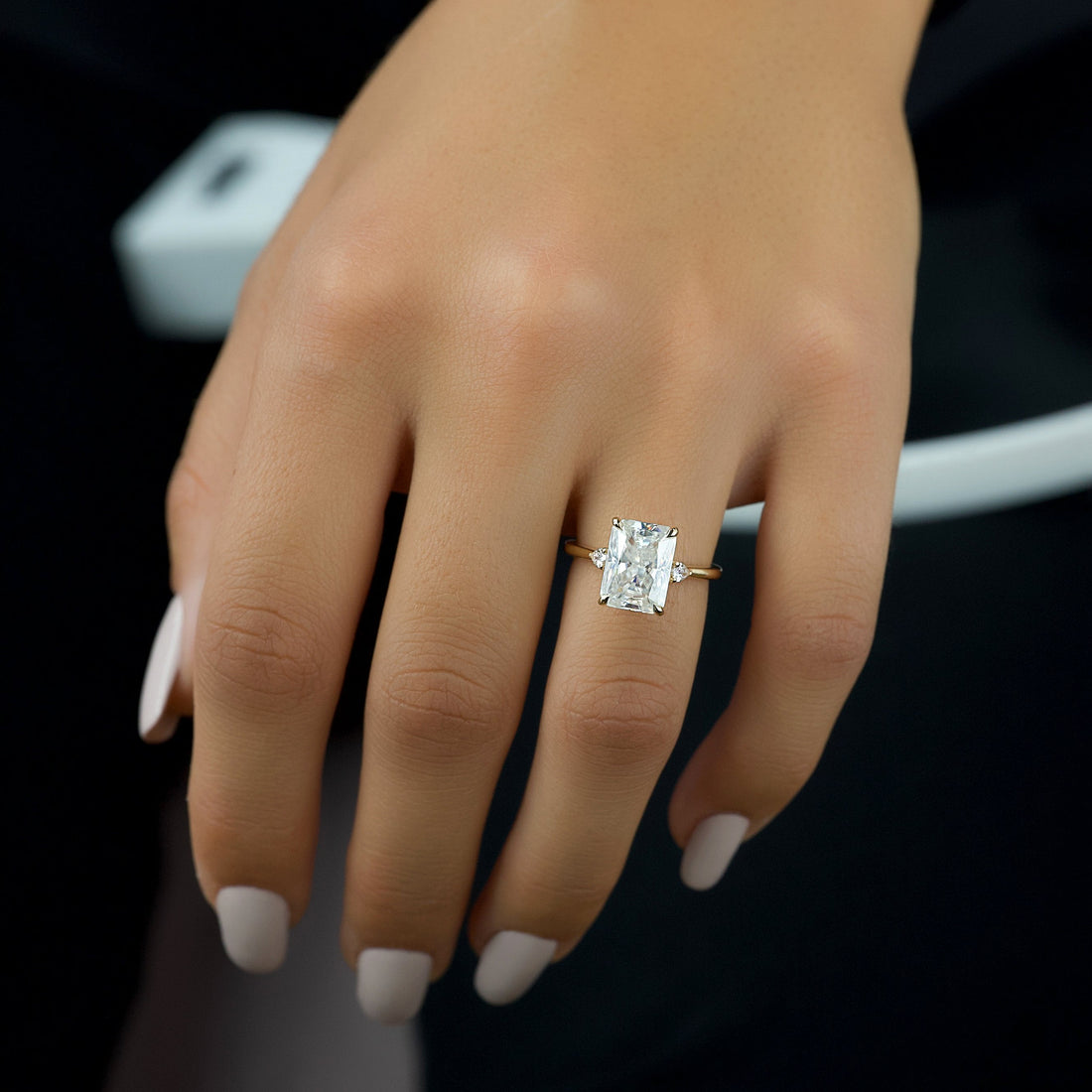 2.0 - 4.0  CT Radiant Cut CVD Diamond Three Stone Engagement Ring