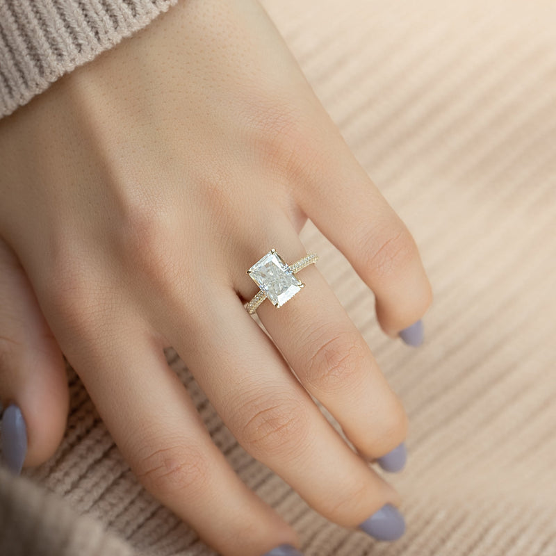 2.0 - 4.0  CT Radiant Cut CVD Diamond Hidden Halo & Pave Engagement Ring