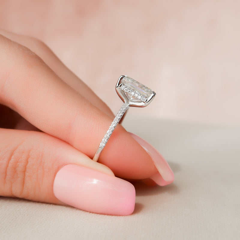 2.0 - 4.0  CT Radiant Cut CVD Diamond Hidden Halo & Pave Engagement Ring