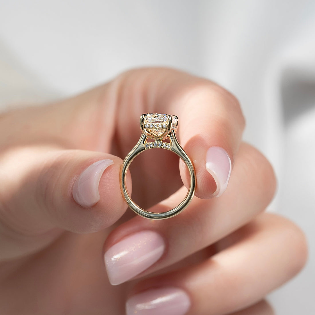 2.0 - 4.0  CT Radiant Cut CVD Diamond Hidden Halo Engagement Ring