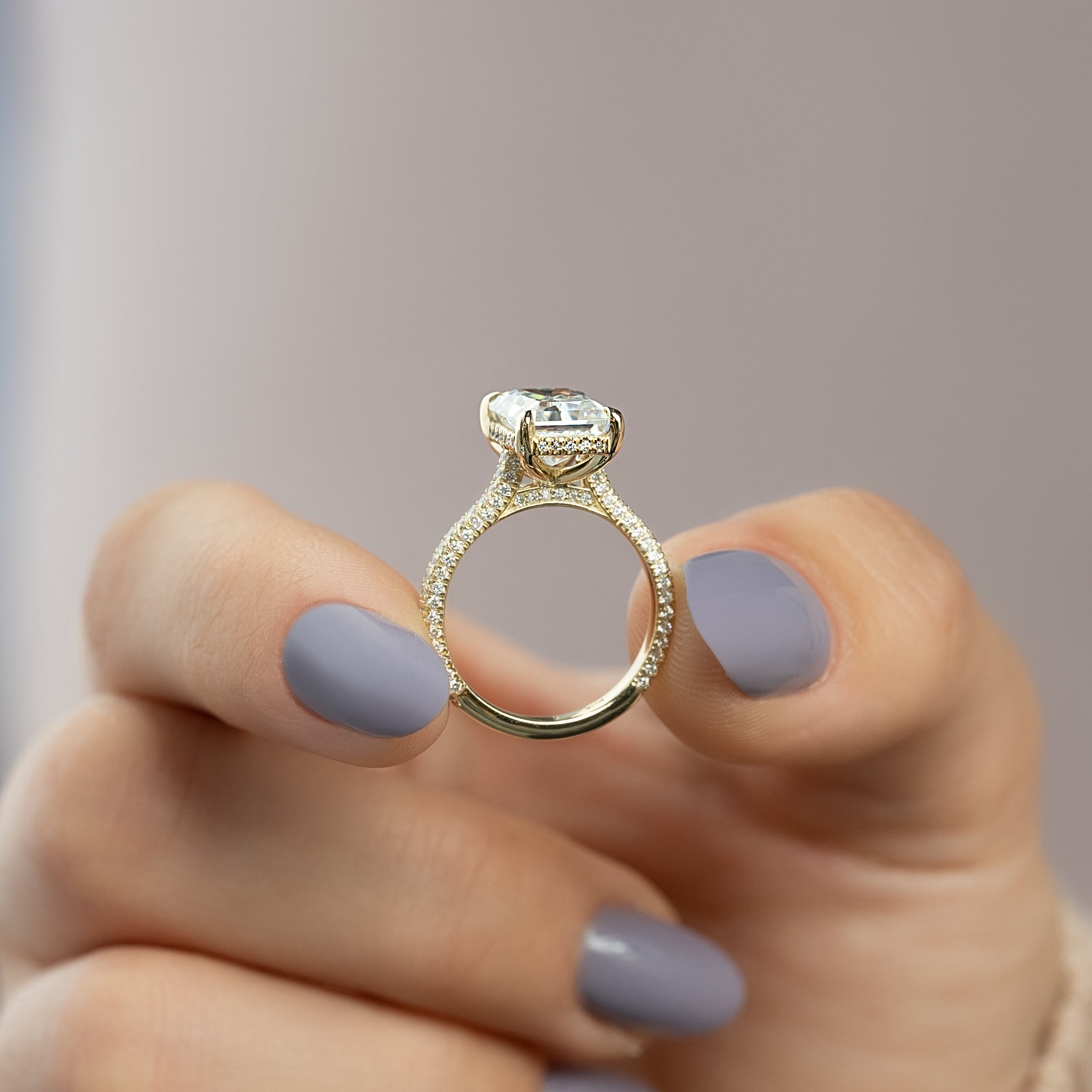 2.0 - 4.0  CT Radiant Cut CVD Diamond Hidden Halo & Pave Engagement Ring