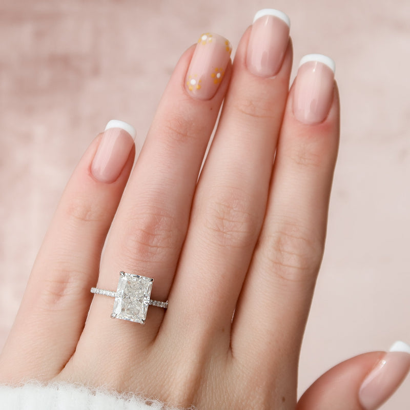 2.0 - 4.0  CT Radiant Cut CVD Diamond Hidden Halo & Pave Engagement Ring