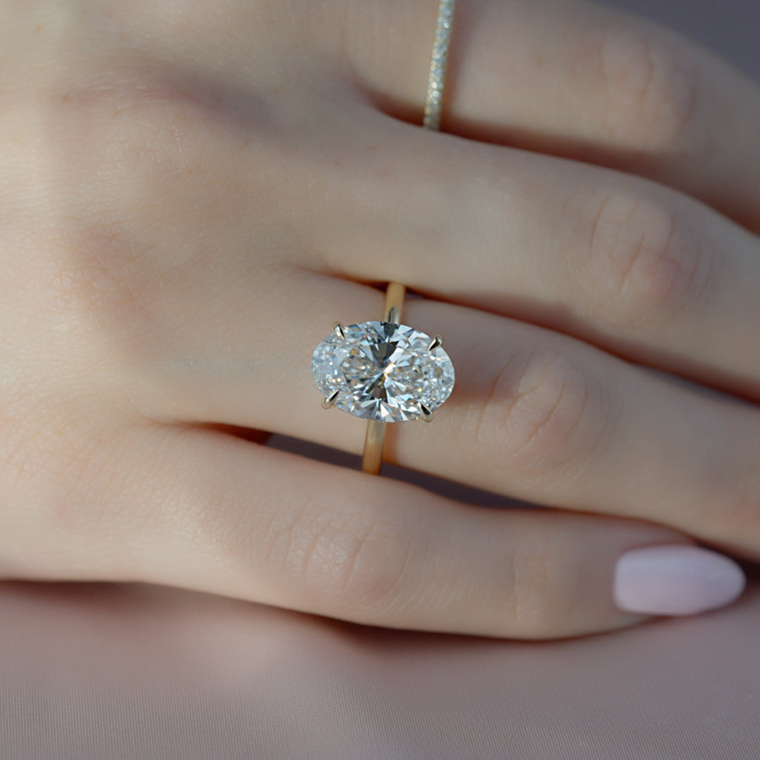 1.50 - 3.50 CT Oval  Cut CVD Diamond Hidden Halo Engagement Ring