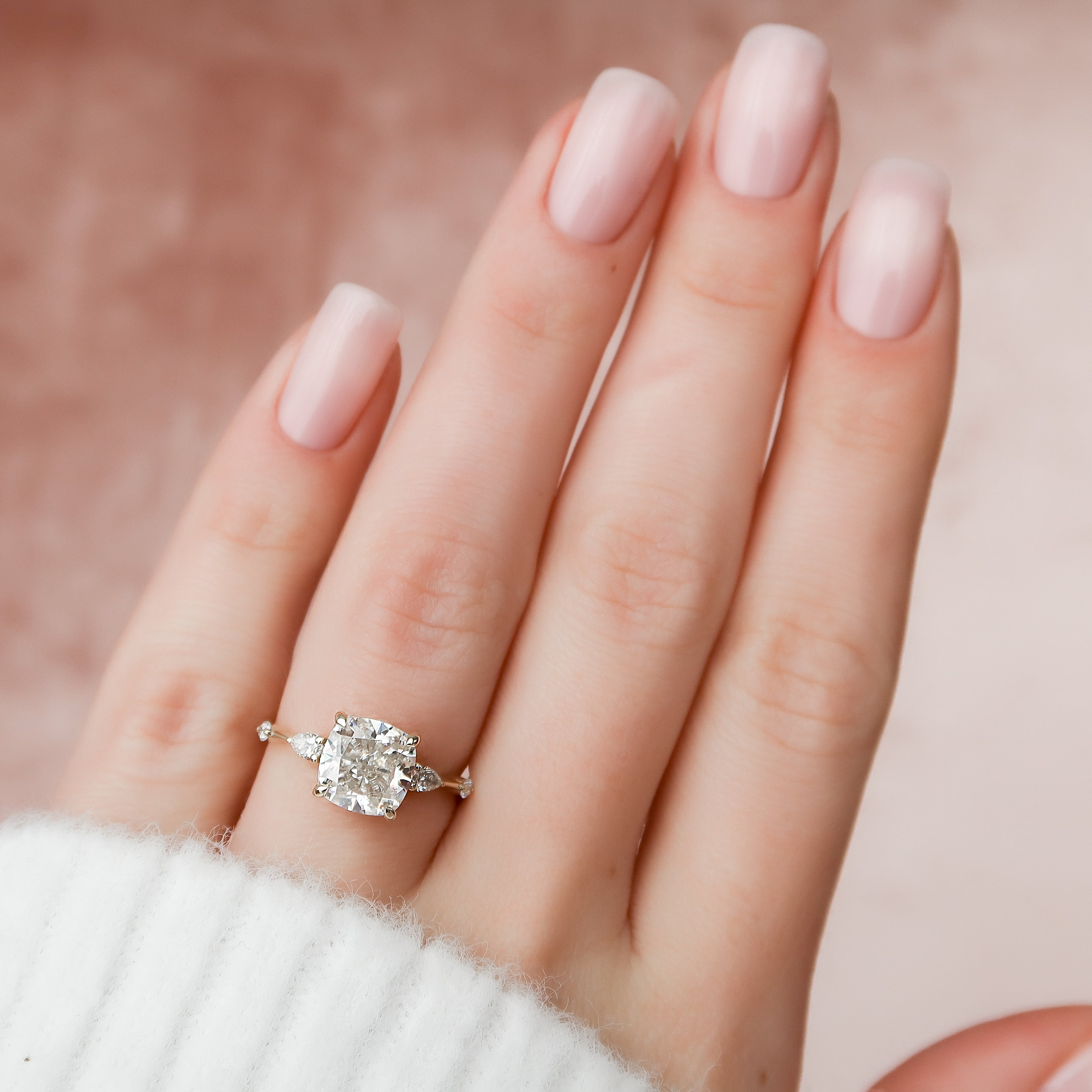 2.0 - 3.0 CT Cushion Cut CVD Diamond Hidden Halo Engagement Ring