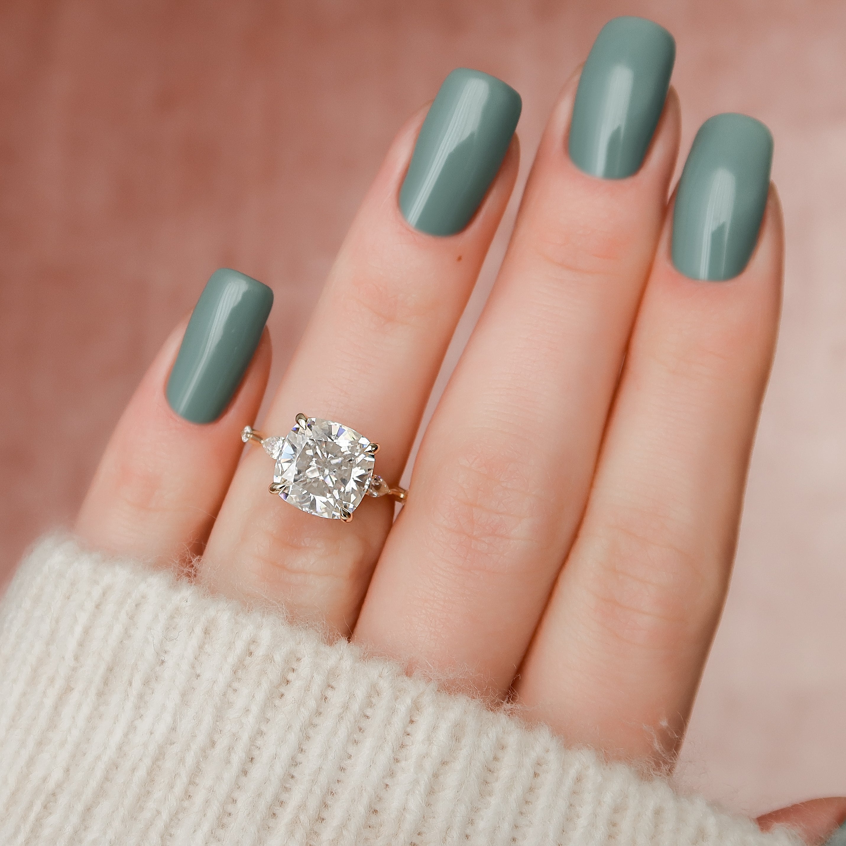 2.0 - 3.0 CT Cushion Cut CVD Diamond Hidden Halo Engagement Ring