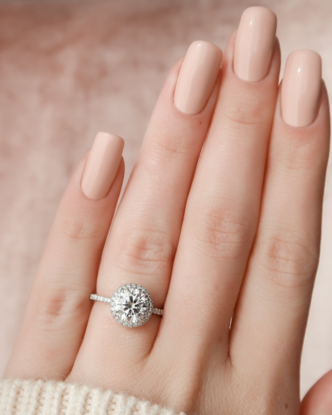 2.0 - 3.0 CT Round Cut CVD Diamond Halo & Pave Engagement Ring