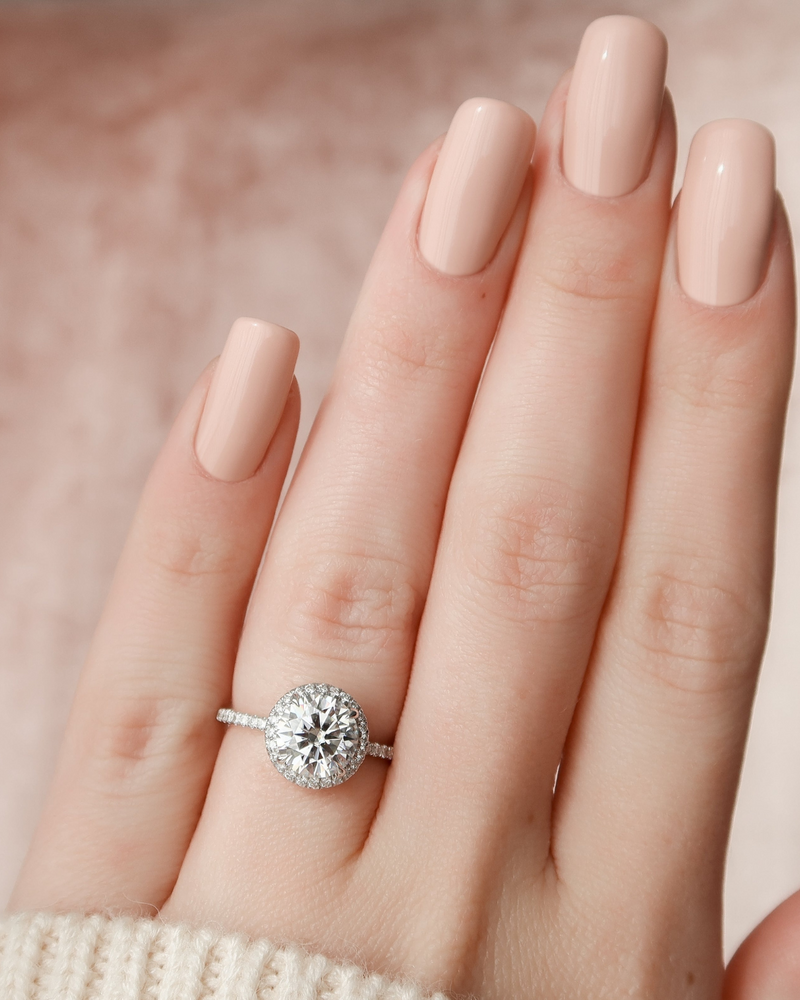 2.0 - 3.0 CT Round Cut CVD Diamond Halo & Pave Engagement Ring