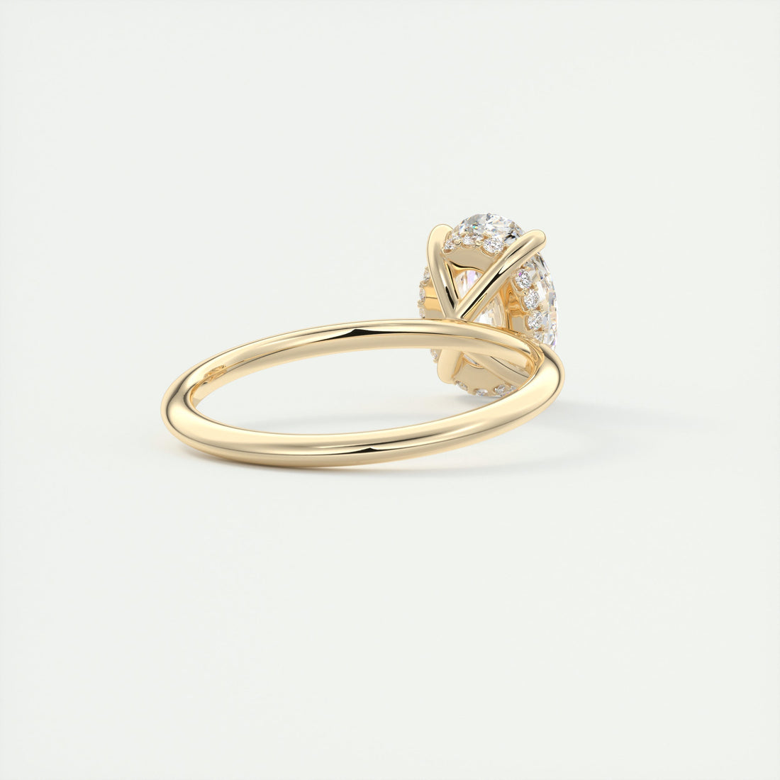 2CT Oval Moissanite Solitaire Engagement Ring With Hidden Halo Setting