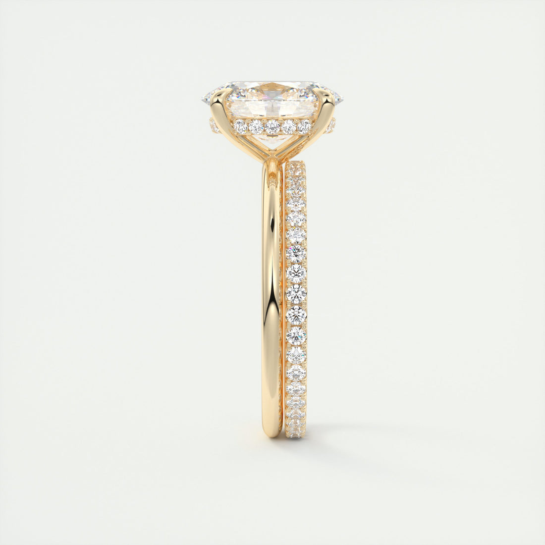 2CT Oval Moissanite Solitaire Engagement Ring With Hidden Halo Setting