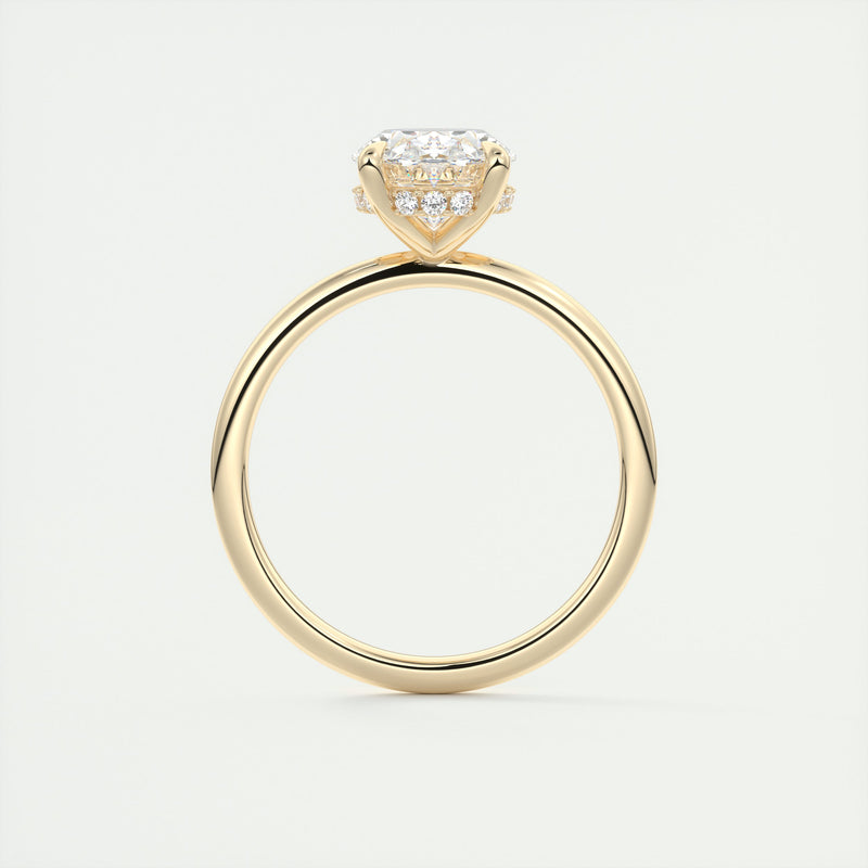 2CT Oval Moissanite Solitaire Engagement Ring With Hidden Halo Setting