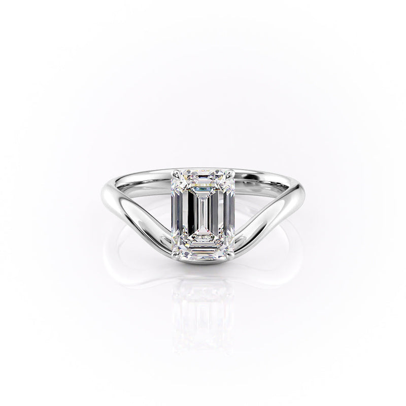1.50CT-2.50CT Emerald Cut Moissanite Diamond Unique Wave Engagement Ring