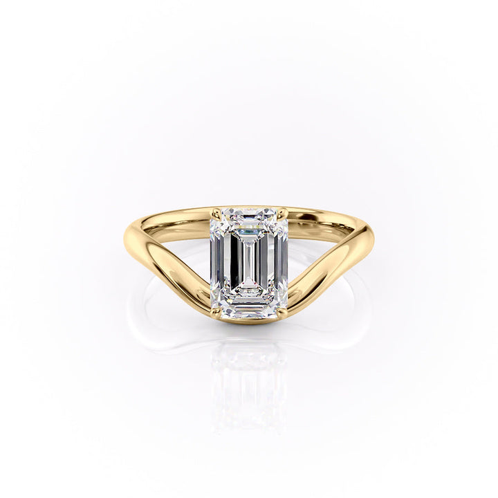 1.50CT-2.50CT Emerald Cut Moissanite Diamond Unique Wave Engagement Ring