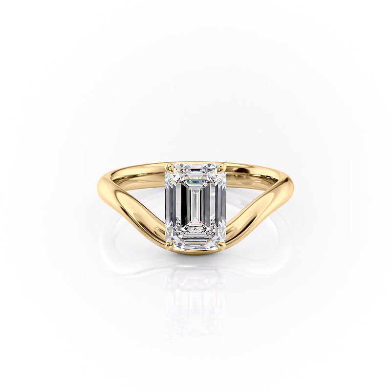 1.50CT-2.50CT Emerald Cut Moissanite Diamond Unique Wave Engagement Ring