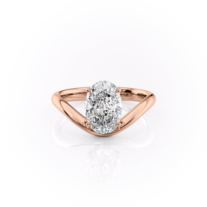 1.50CT-2.50CT Oval Cut Moissanite Diamond Unique Curved Engagement Ring