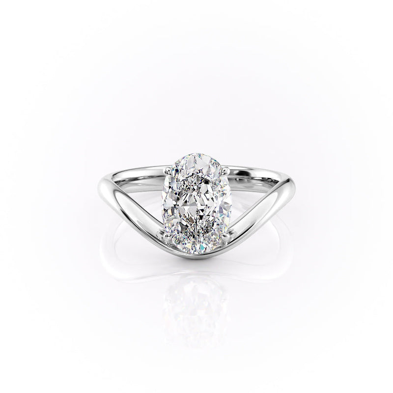 1.50CT-2.50CT Oval Cut Moissanite Diamond Unique Curved Engagement Ring