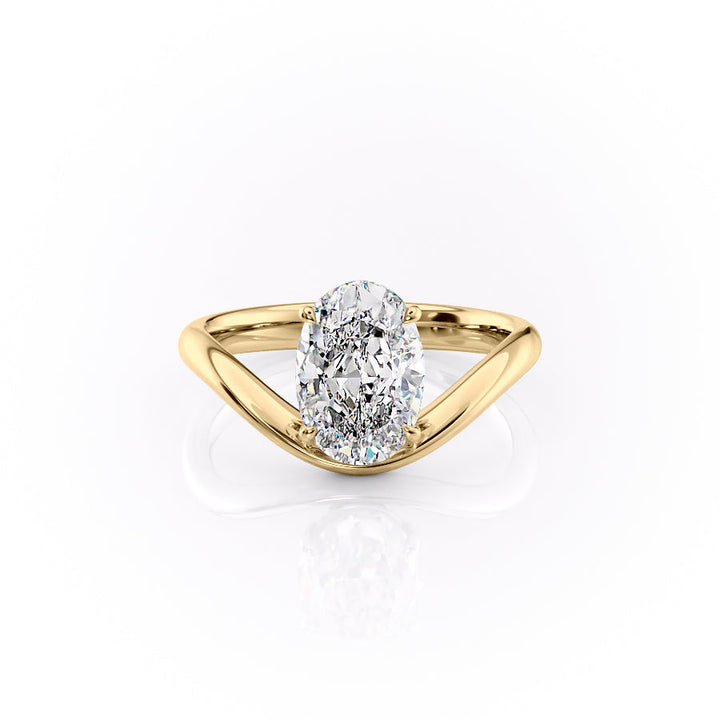1.50CT-2.50CT Oval Cut Moissanite Diamond Unique Curved Engagement Ring