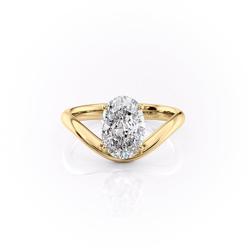 1.50CT-2.50CT Oval Cut Moissanite Diamond Unique Curved Engagement Ring