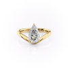 1.50CT-2.50CT Pear Cut Moissanite Diamond Unique band Engagement Ring